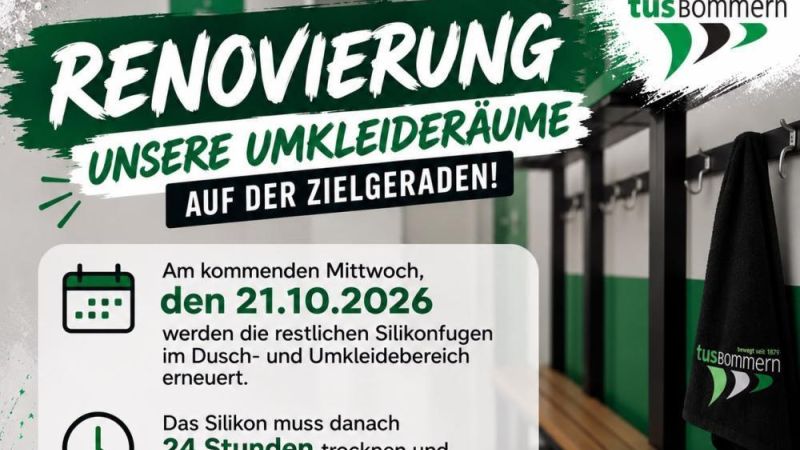 Umkleideräume am 21. Oktober gesperrt