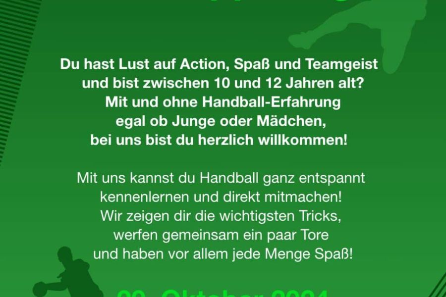 Handball-Schnuppertag am 20. Oktober 2024