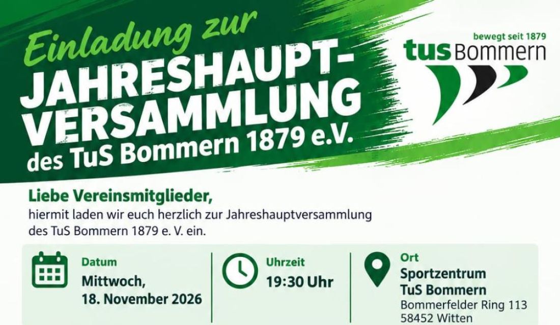 Einladung zur Jahreshauptversammlung 2026